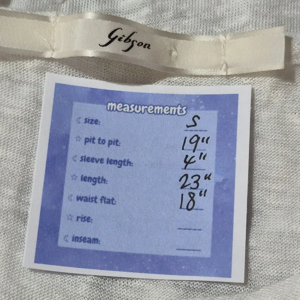 GIBSON Sheer White Linen Tee Size S Split-Back Beachy Lightweight Dolman Scoop